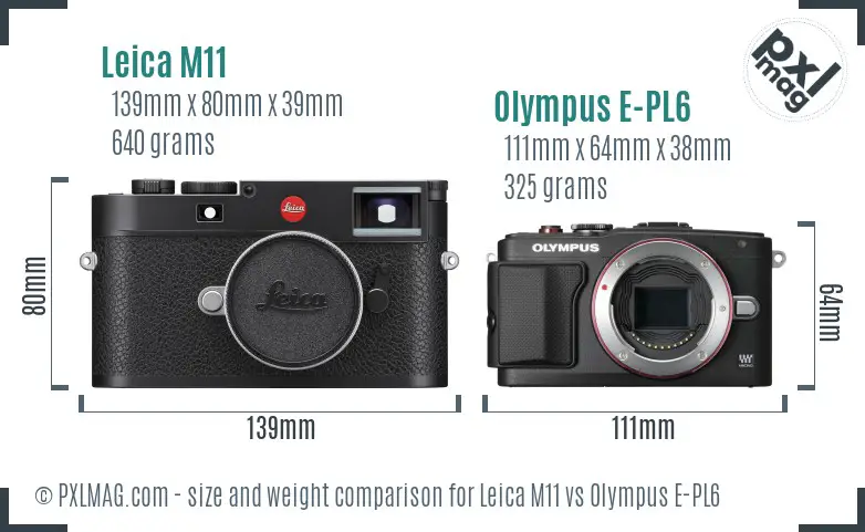 Leica M11 vs Olympus E-PL6 size comparison