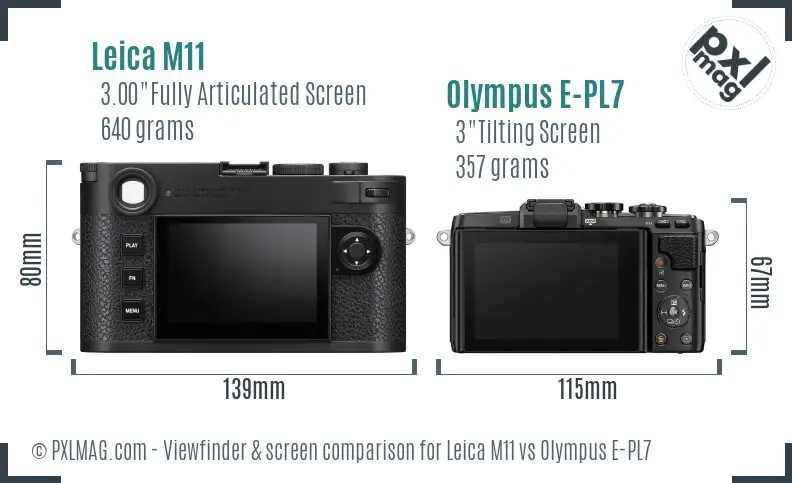 Leica M11 vs Olympus E-PL7 Screen and Viewfinder comparison