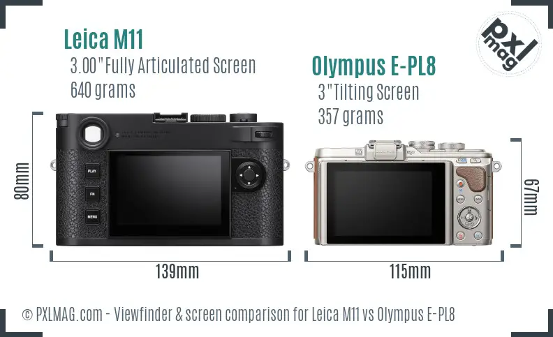 Leica M11 vs Olympus E-PL8 Screen and Viewfinder comparison