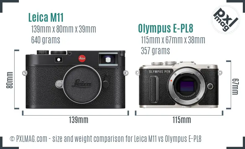 Leica M11 vs Olympus E-PL8 size comparison