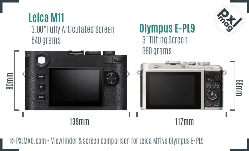 Leica M11 vs Olympus E-PL9 Screen and Viewfinder comparison