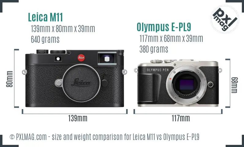 Leica M11 vs Olympus E-PL9 size comparison