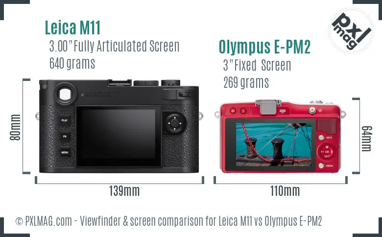 Leica M11 vs Olympus E-PM2 Screen and Viewfinder comparison