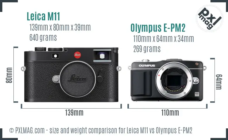 Leica M11 vs Olympus E-PM2 size comparison