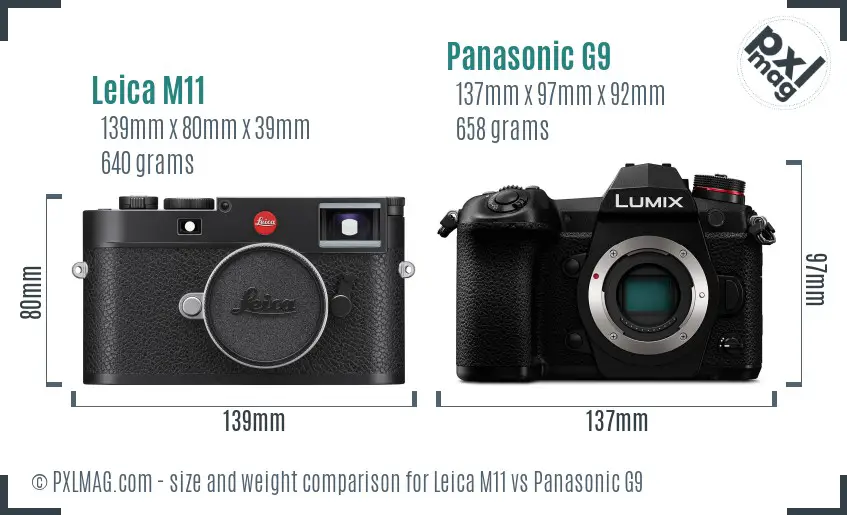 Leica M11 vs Panasonic G9 size comparison