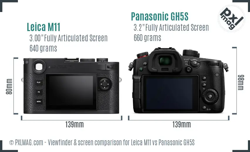 Leica M11 vs Panasonic GH5S Screen and Viewfinder comparison