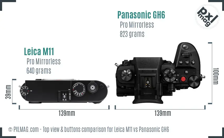 Leica M11 vs Panasonic GH6 top view buttons comparison
