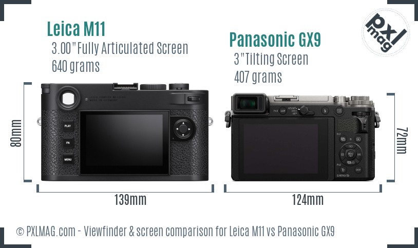 Leica M11 vs Panasonic GX9 Screen and Viewfinder comparison