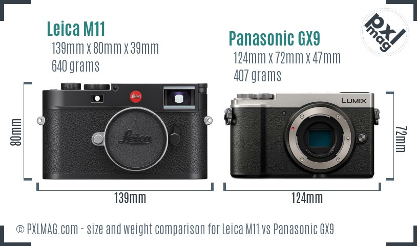 Leica M11 vs Panasonic GX9 size comparison