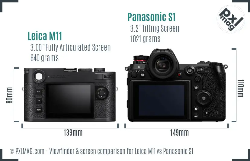 Leica M11 vs Panasonic S1 Screen and Viewfinder comparison