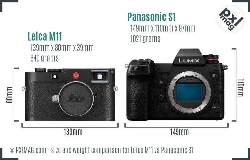 Leica M11 vs Panasonic S1 size comparison