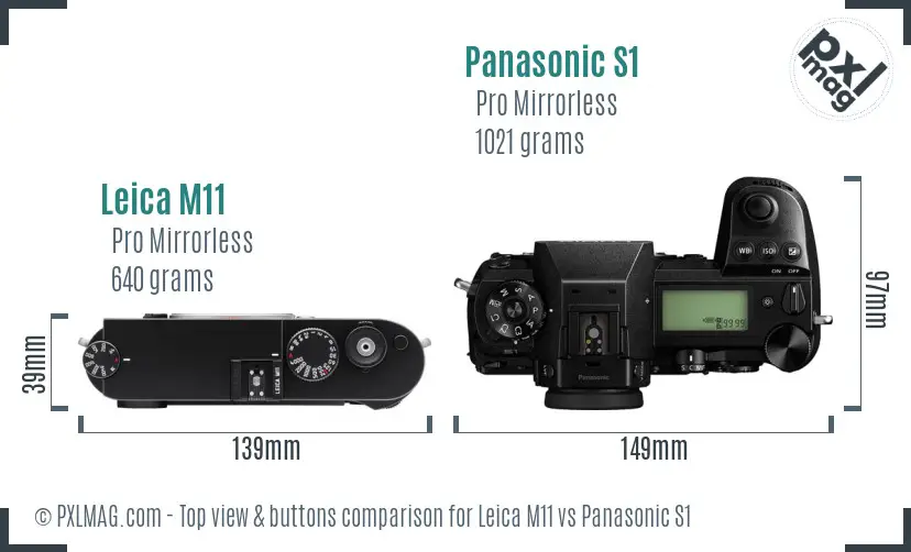 Leica M11 vs Panasonic S1 top view buttons comparison