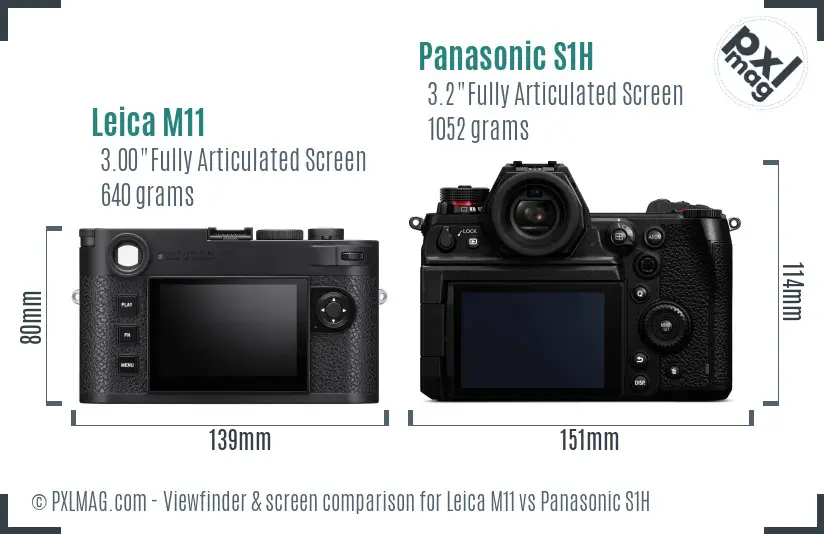 Leica M11 vs Panasonic S1H Screen and Viewfinder comparison