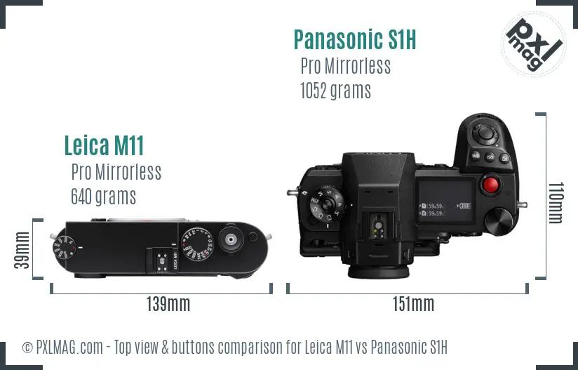 Leica M11 vs Panasonic S1H top view buttons comparison