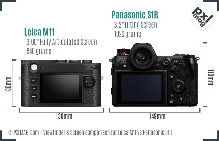Leica M11 vs Panasonic S1R Screen and Viewfinder comparison
