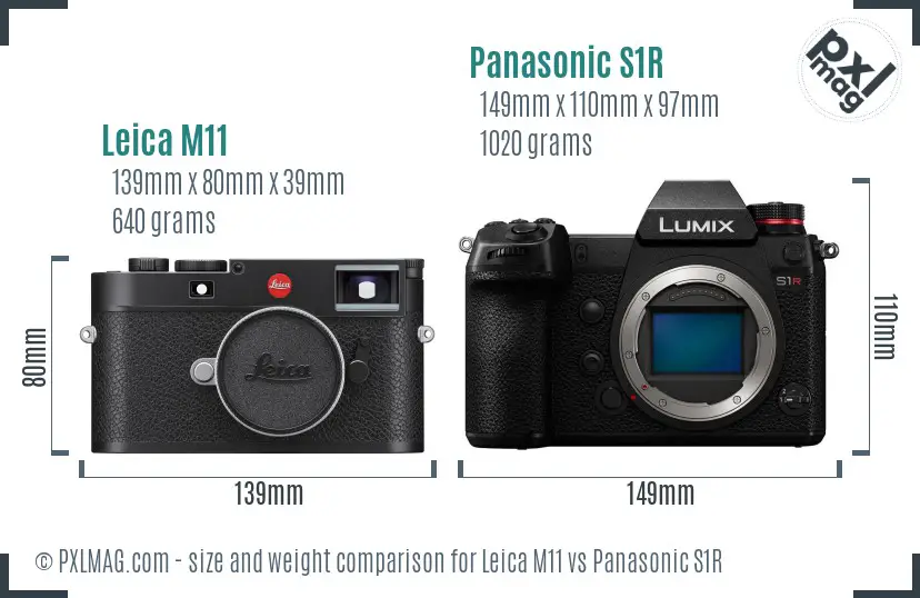 Leica M11 vs Panasonic S1R size comparison