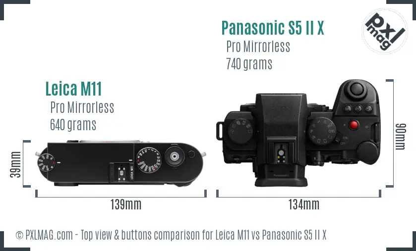 Leica M11 vs Panasonic S5 II X top view buttons comparison