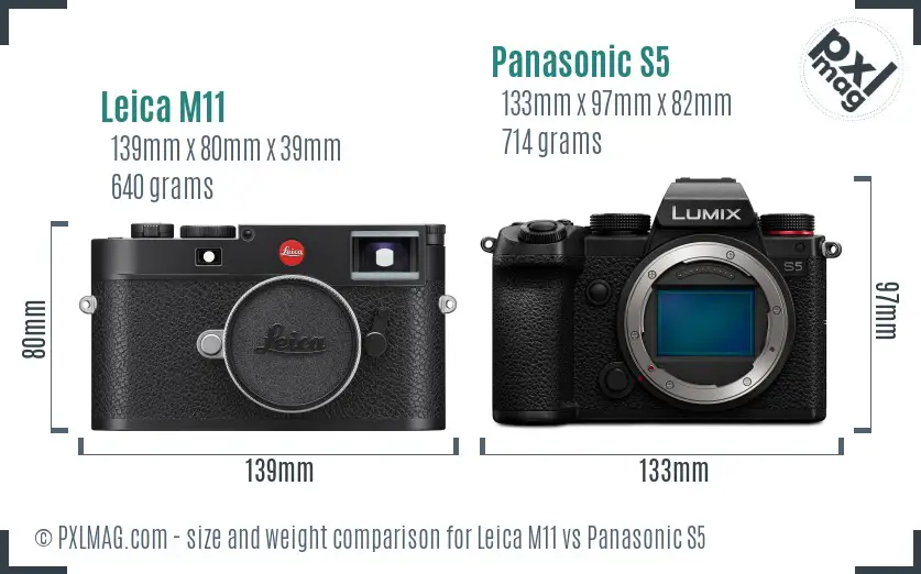 Leica M11 vs Panasonic S5 size comparison