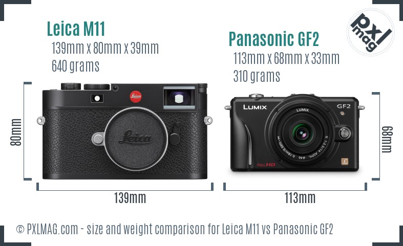 Leica M11 vs Panasonic GF2 size comparison