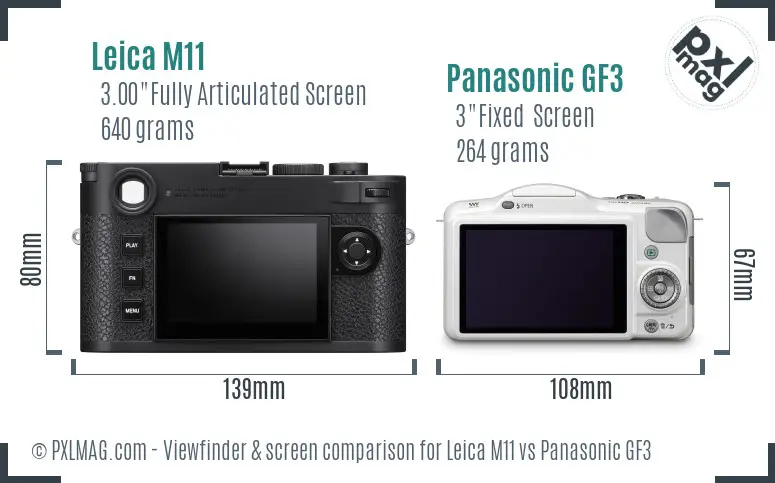 Leica M11 vs Panasonic GF3 Screen and Viewfinder comparison