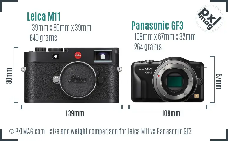 Leica M11 vs Panasonic GF3 size comparison