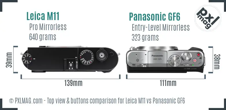 Leica M11 vs Panasonic GF6 top view buttons comparison