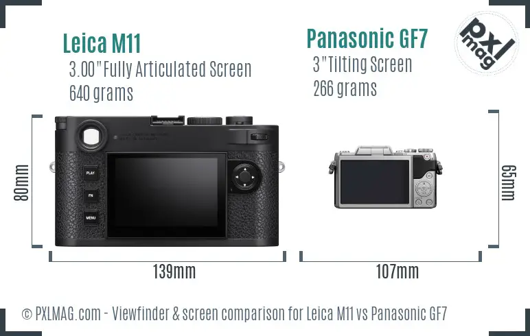 Leica M11 vs Panasonic GF7 Screen and Viewfinder comparison Leica M11 vs Panasonic GF7 Screen and Viewfinder comparison