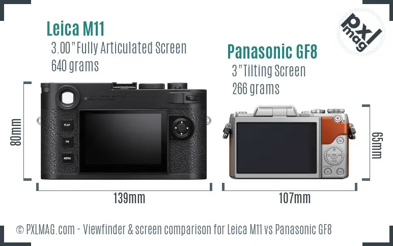 Leica M11 vs Panasonic GF8 Screen and Viewfinder comparison
