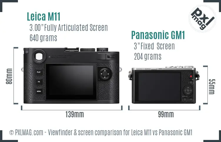 Leica M11 vs Panasonic GM1 Screen and Viewfinder comparison