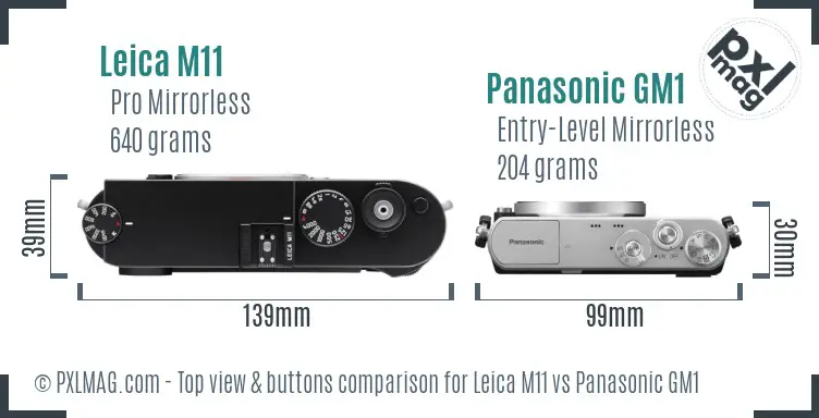 Leica M11 vs Panasonic GM1 top view buttons comparison