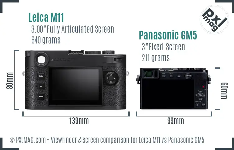 Leica M11 vs Panasonic GM5 Screen and Viewfinder comparison