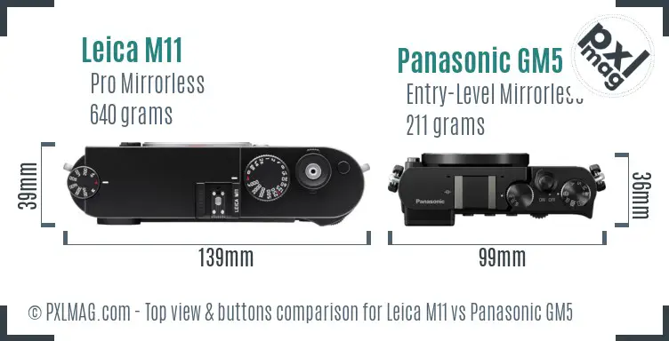 Leica M11 vs Panasonic GM5 top view buttons comparison