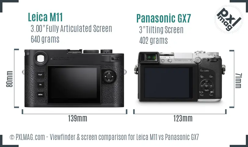 Leica M11 vs Panasonic GX7 Screen and Viewfinder comparison