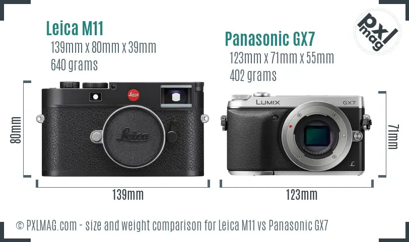 Leica M11 vs Panasonic GX7 size comparison