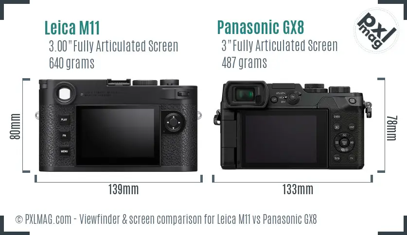 Leica M11 vs Panasonic GX8 Screen and Viewfinder comparison Leica M11 vs Panasonic GX8 Screen and Viewfinder comparison