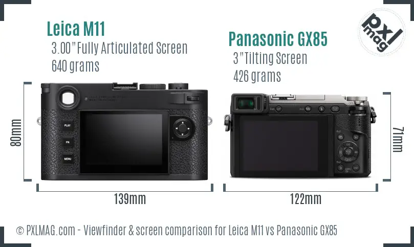 Leica M11 vs Panasonic GX85 Screen and Viewfinder comparison