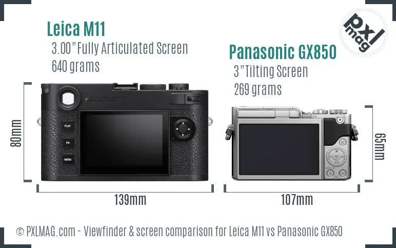 Leica M11 vs Panasonic GX850 Screen and Viewfinder comparison