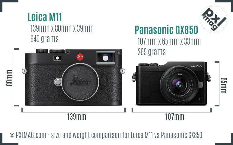 Leica M11 vs Panasonic GX850 size comparison