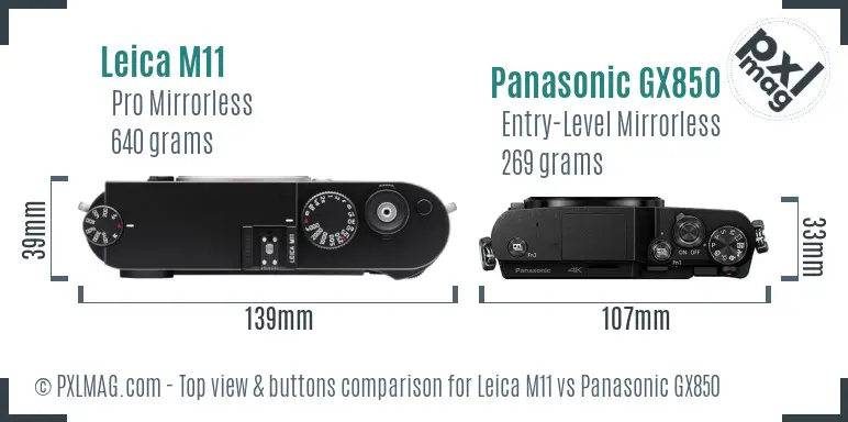 Leica M11 vs Panasonic GX850 top view buttons comparison