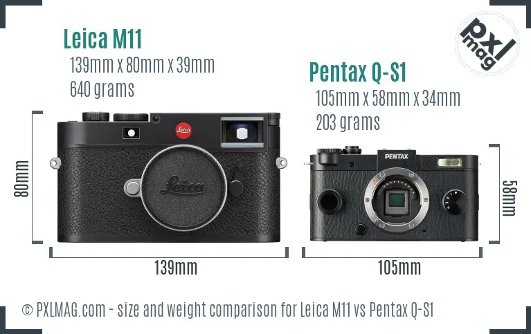 Leica M11 vs Pentax Q-S1 size comparison