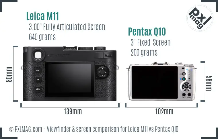 Leica M11 vs Pentax Q10 Screen and Viewfinder comparison Leica M11 vs Pentax Q10 Screen and Viewfinder comparison