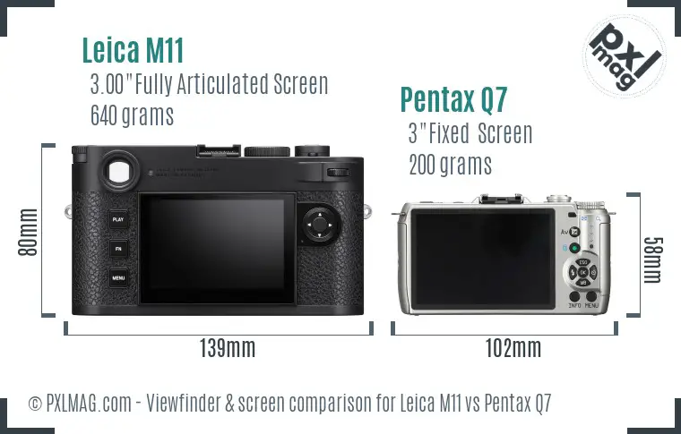 Leica M11 vs Pentax Q7 Screen and Viewfinder comparison