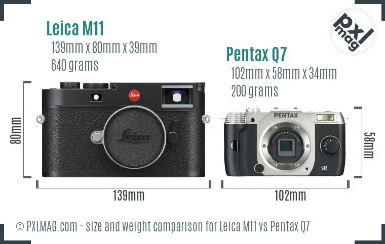 Leica M11 vs Pentax Q7 size comparison
