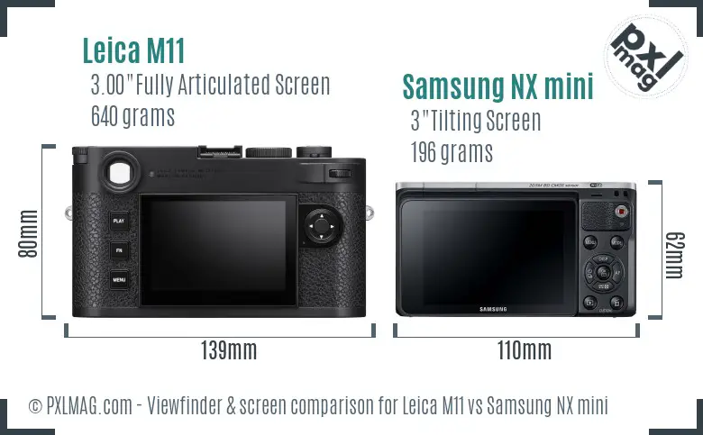 Leica M11 vs Samsung NX mini Screen and Viewfinder comparison Leica M11 vs Samsung NX mini Screen and Viewfinder comparison