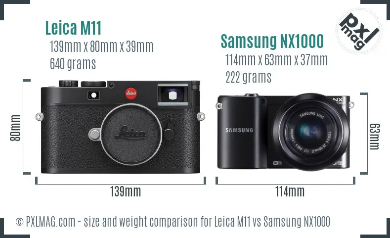 Leica M11 vs Samsung NX1000 size comparison