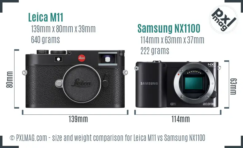 Leica M11 vs Samsung NX1100 size comparison