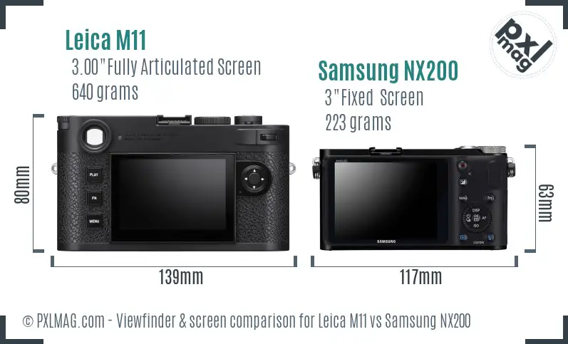 Leica M11 vs Samsung NX200 Screen and Viewfinder comparison