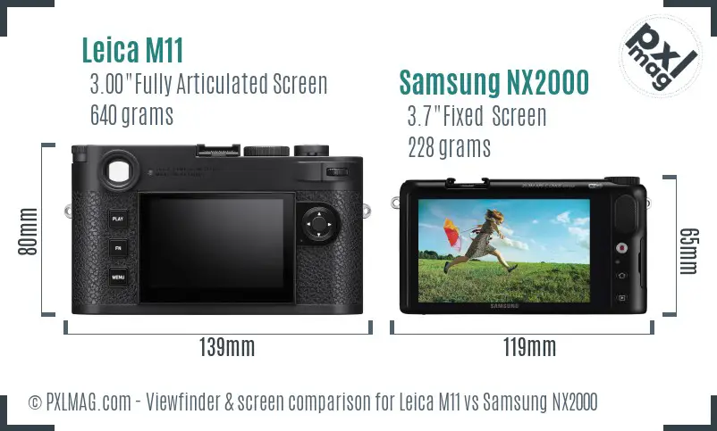 Leica M11 vs Samsung NX2000 Screen and Viewfinder comparison Leica M11 vs Samsung NX2000 Screen and Viewfinder comparison