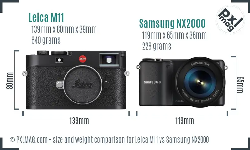 Leica M11 vs Samsung NX2000 size comparison Leica M11 vs Samsung NX2000 size comparison