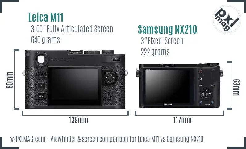 Leica M11 vs Samsung NX210 Screen and Viewfinder comparison